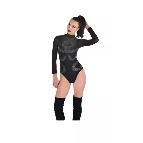 Snake Bodysuit Black Cleopatra Egyptian Dress Up Halloween Adult Costume NEW S/M - Picture 2 of 2
